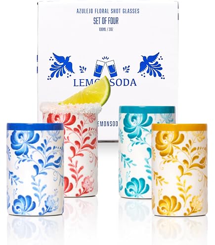 Amazon.com: Hand Painted Italian Ceramic Limoncello Glasses - Set