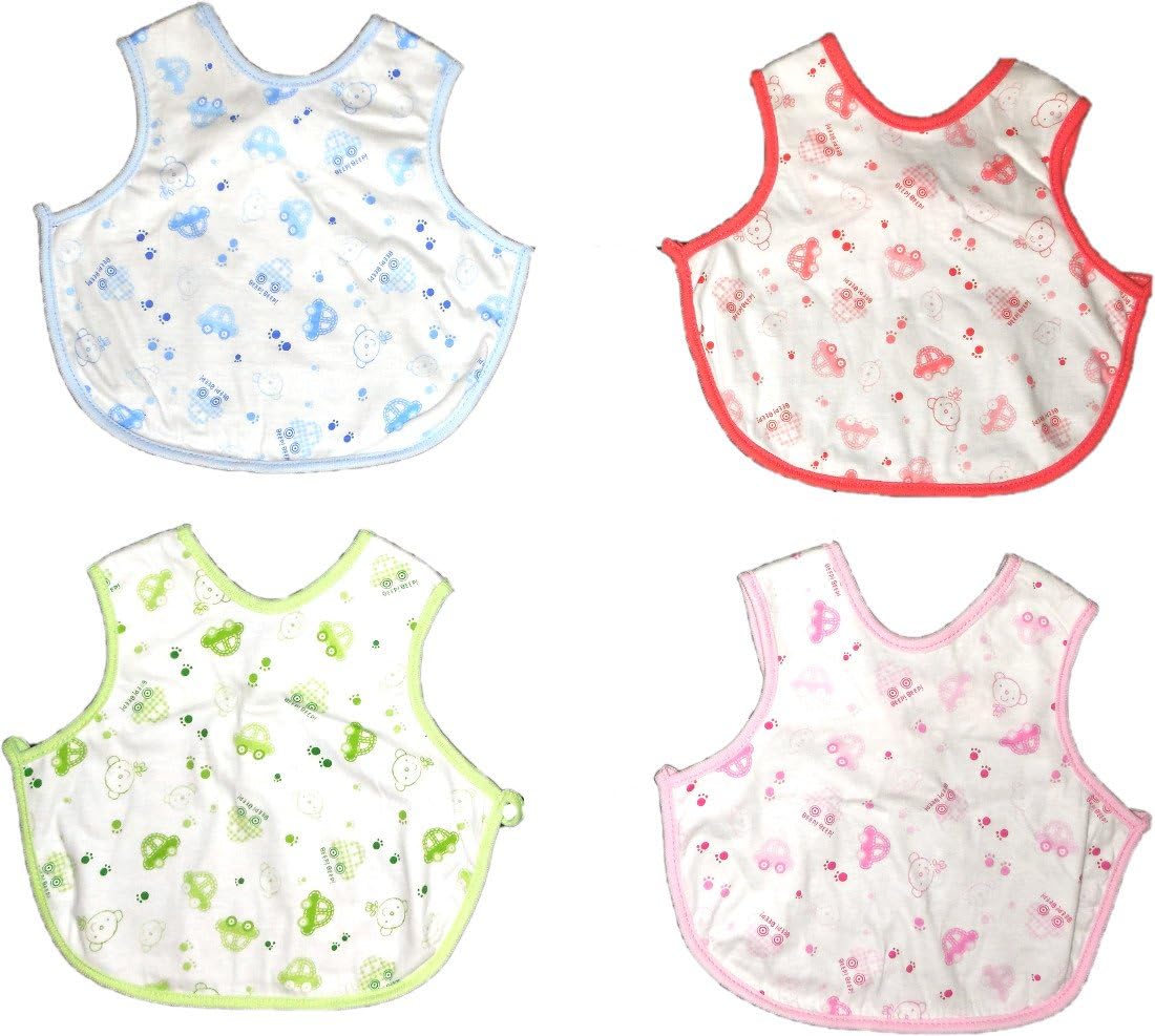 BornBabyKids Baby Bibs Apron Style Pack of 4(Multi Color)