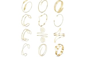 SAMOCO 12Pcs Arm Cuffs for Women Upper Arm Cuff Bracelets Bangle Armlet Adjustable Armband Cuff Bracelet Set