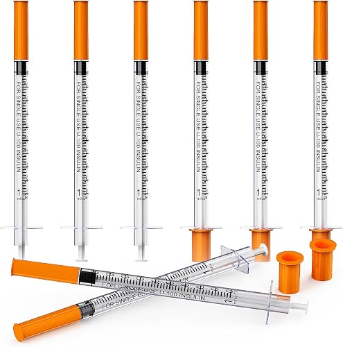 1ml 31G 5/16 Inch (8mm) Insulin Syringes with Needle, Individually Wrapped, Pack of 100