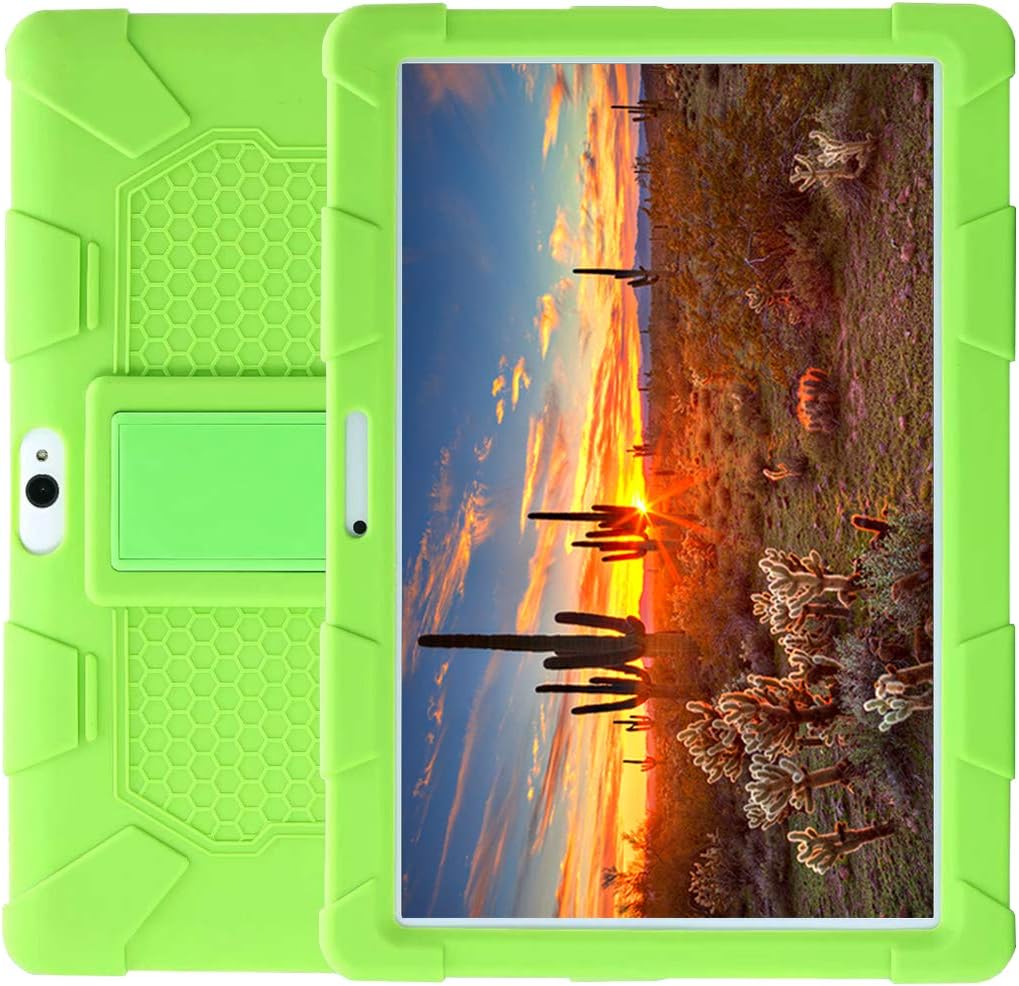 AKNICI10.1 Inch Stand Silicone Case for Tablet Dragon Touch K10/M8 M10 Q10 Q10+ K5 K6 S10/MAIJEEP/Qimaoo K4 K6 Q10/TYD-107/TYD-108/HANWEIER/TAOERA/KXD/Fyiard/BENEVE/HONGTAO/PENGYX - Green
