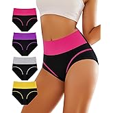 YDQ Women's Cotton Underwear Tummy Control High Waisted Panties Stretch Comfortable Full Coverage Breathable Briefs 4/5 Pack