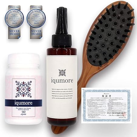 Amazon Iqumore公式 お得なイクモア内から外からケアセット イクモアサプリメント 90粒 約30日分 頭皮ジェル スカルプブラシセット Iqumore ヘアケア カラー スタイリング 通販