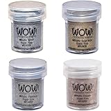 Wow! Embossing Powder Super Fine Metallic Bundle: Gold, Silver, Platinum and Copper, 15ml (1) (1, Brown)