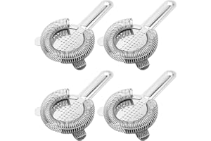 HOZEON 4 Pack 6.5 Inches Cocktail Strainer, Stainless Steel Bar Strainer Tool, 2 Prong Bartender Strainer Mesh for Bar Restau