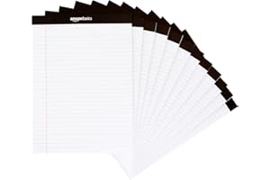 Amazon Basics Wide Ruled Lined Writing Note Pad, 8.5 inch x 11.75 inch, White, 12 Count ( 12 Pack of 50 )