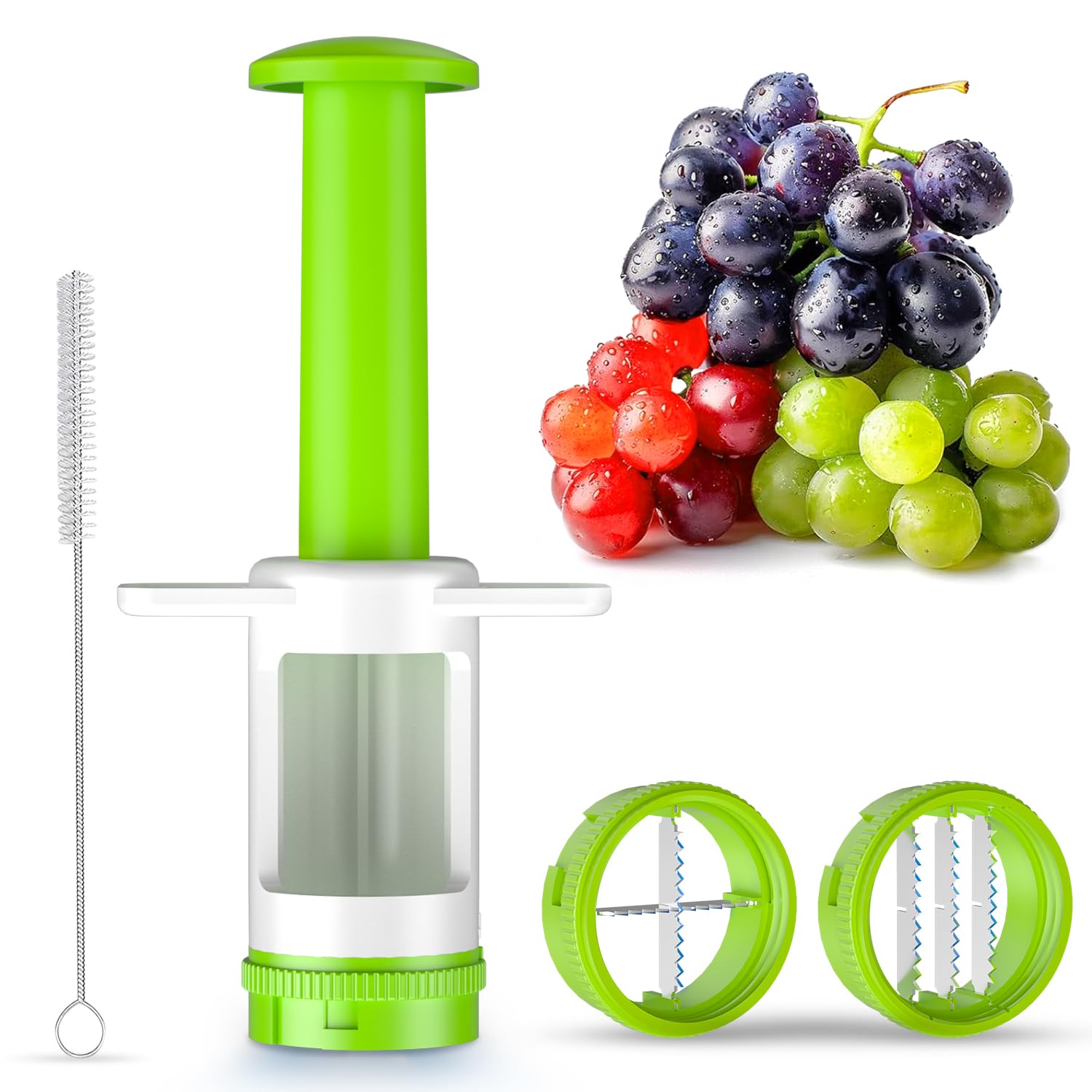 Photo 1 of Grapes Cutter for Toddlers, Fruit & Veggie Cutter for Kids Grape Slicer Kitchen Tool, Perfect for Fruit Salads, Snacks, and Cake Decorations-Green Container-Green DoubleBlade