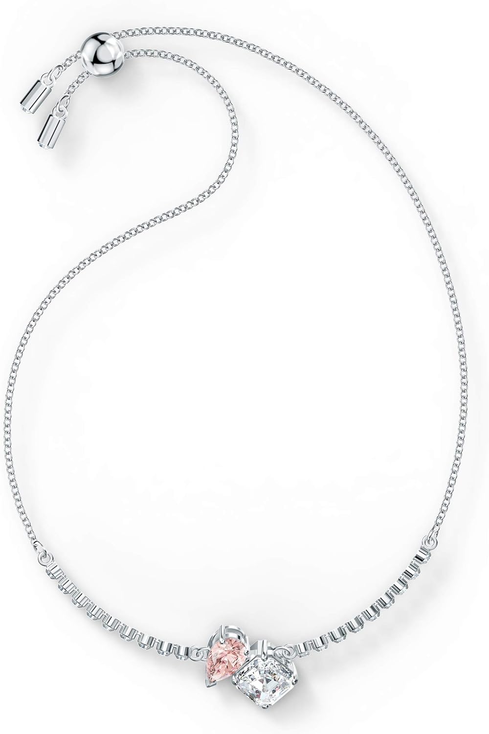 SWAROVSKI Women's Attract Soul Rhodium Finish Bracelet, Pink/White Crystal