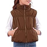 Imily Bela Girls Puffer Vest Stand Collar Sleeveless Warm Jacket Cute Outerwear With Pockets 7-14 Years