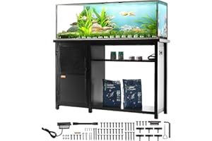 VEVOR Aquarium Stand, 75 Gallon Fish Tank Stand, 52 x 19.7 x 32.3 in Steel and MDF Turtle Tank Stand, 626 lbs Load Capacity, Reptile Tank Stand with Storage Cabinet and Embedded Power Panel, Black