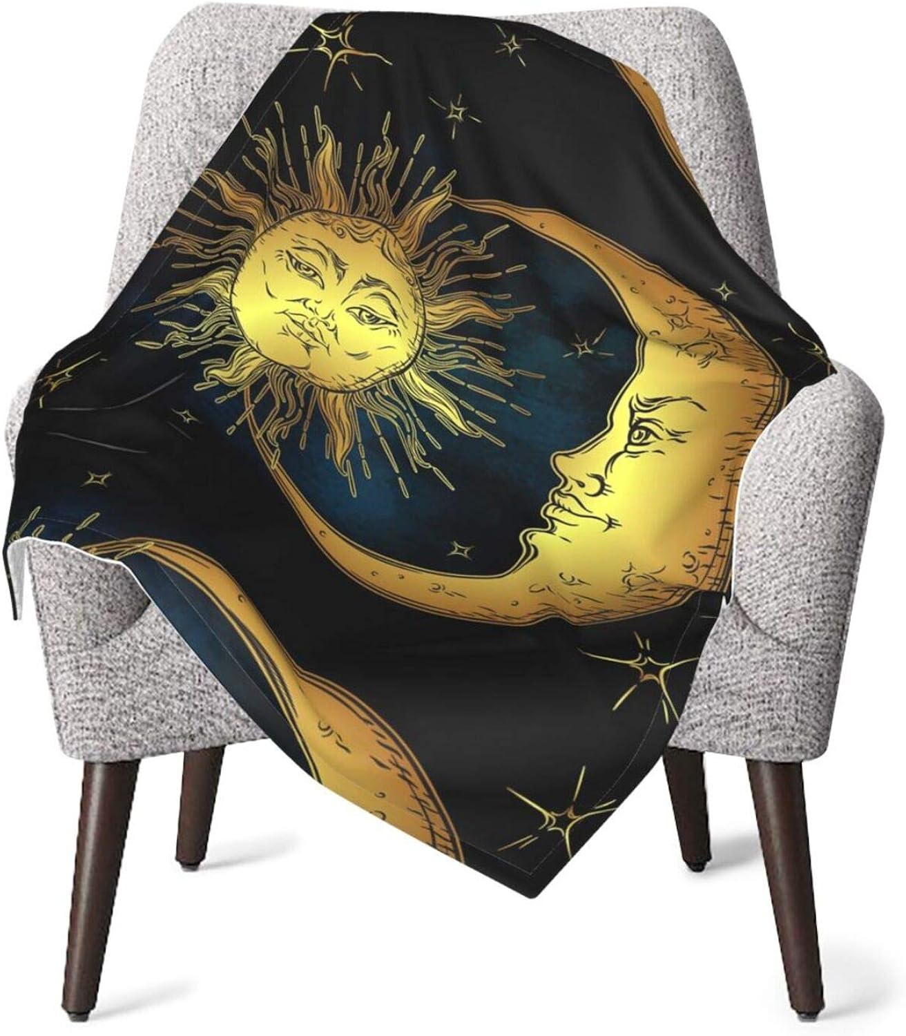 Garden Yard Flag Gold Sun and Moon Baby Plush Blanket,Super