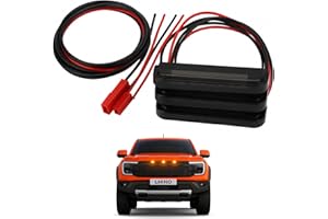 LHINO 3pc Amber LED Front Grille Lights Compatible with 2022-2025 Ford Next-Gen Ranger Raptor Trucks, Smoked Lens, Seamlessly