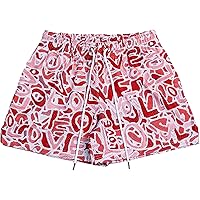 COZYEASE Men's Letter Graphic Print Drawstring Waist Shorts Casual