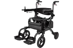 4 in 1 Intelligent Electric Wheelchair,Rollator Walker with Seat, Lightweight Foldable Transport Wheelchair Combo,Detachable 