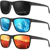 Fanshen Square Polarized Sunglasses for Men, 3 Pack Lightweight UV Protection Sun Glasses for Driving Fishing Golf