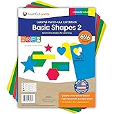 FreshCut Crafts Basic Shapes 2: Hearts, Stars, Hexagons, Rectangles, 696 Pieces US Made Card Stock Punch Out Geometric Shapes