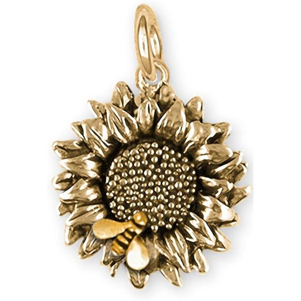 Amazon.com: Sunflower Jewelry 14k Gold Handmade Sunflower Charm