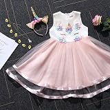 URAQT Unicorn Costume Pink Dress with Necklace Headband 140cm view 6