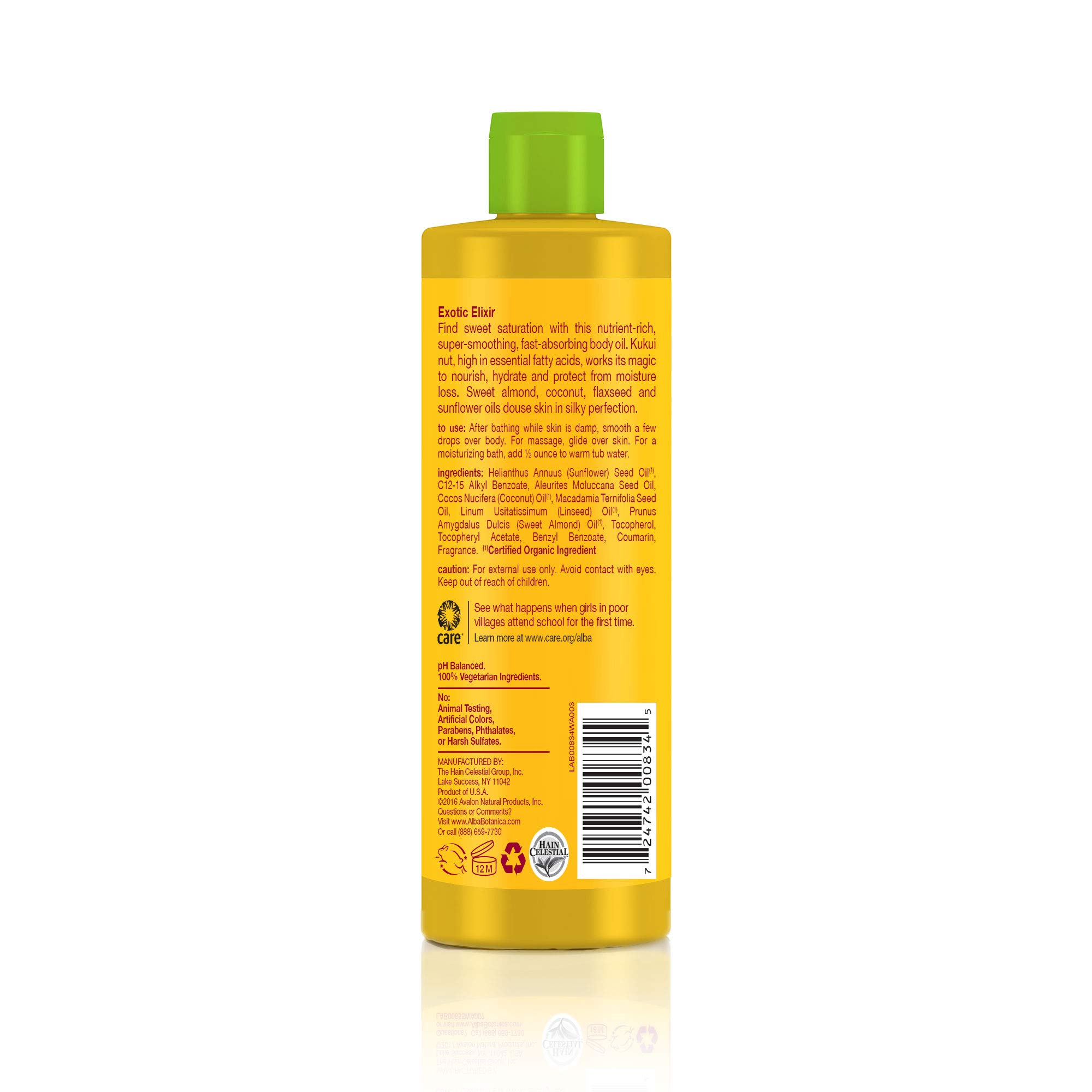 Alba Botanica Intense Hydration Body Oil, with Kukui Nut and Vitamin E, 8.5 FL OZ