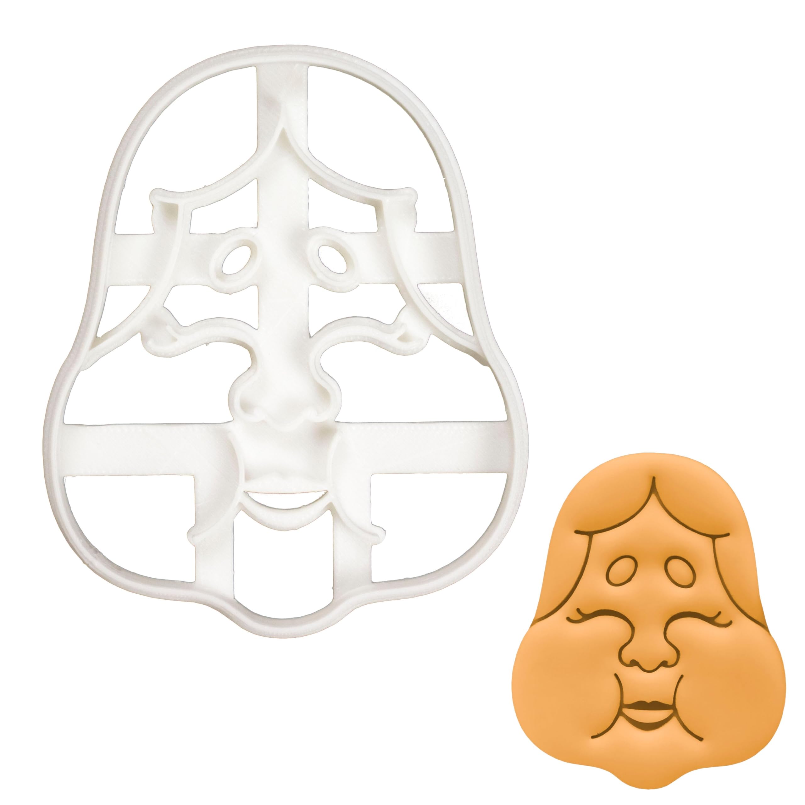 BAKERLOGY Otafuku Face Cookie Cutter - Detailed Biscuit Cutter Design for Baking and Crafts, Ideal on Fondant, Dough, Clay
