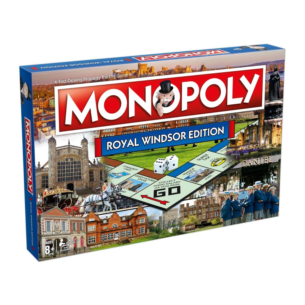 Winning Moves Royal Windsor Monopoly Board Game, Advance to the Windsor Lawn Tennis Club, Cinnamon Cafe, Windsor Castle and trade your way to success, gift for ages 8 plus