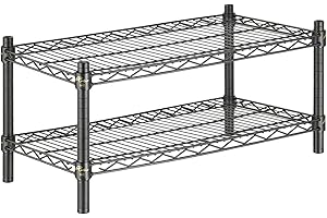 APLSS 12" D x 42" W x 14" H Black Heavy Duty Wire Shelving with 2 Tier Shelves, NSF Certified, Height Adjustable, Wet&Dry Environments, for Kitchen Garage Walk-in Cooler&Freezer, 800lbs Capacity
