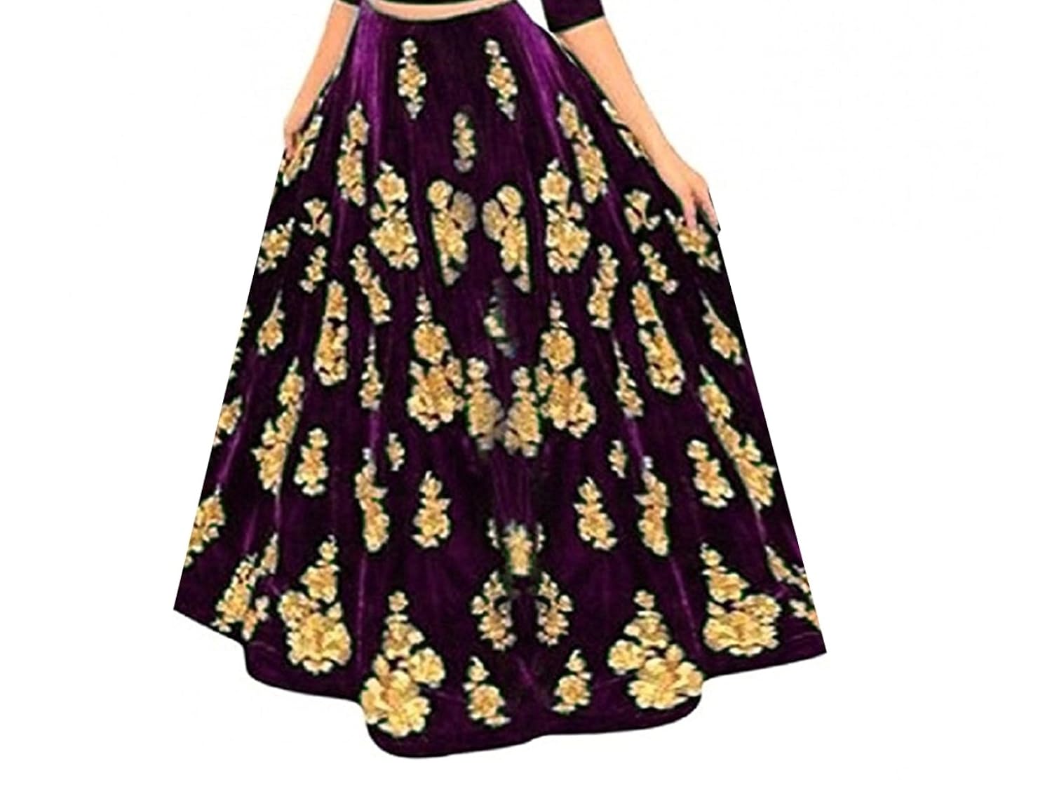 rise on fab women's velvet semi-stitched lehenga choli (blue_free size)