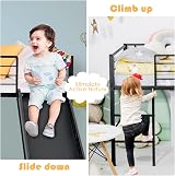 Maxmass Kids Single Loft Bed with Slide, Ladder & Guardrails - Black view 3