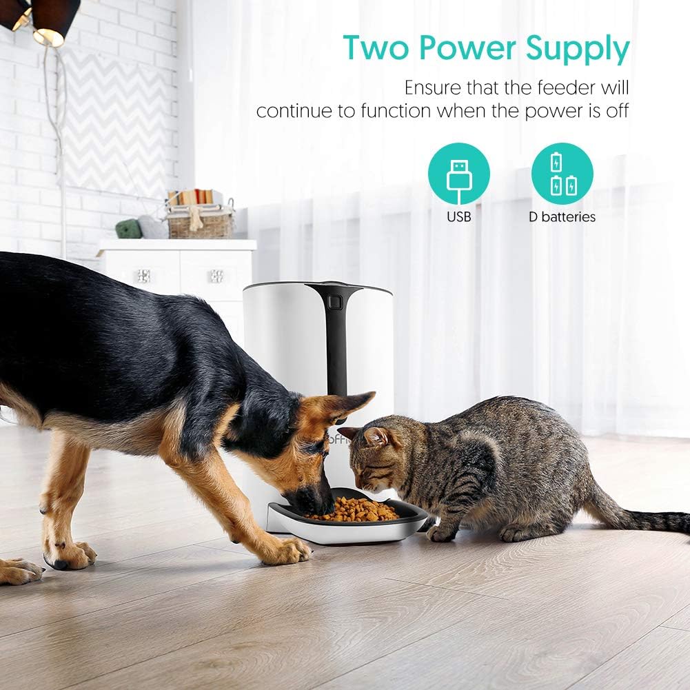 Roffie Automatic Cat Feeder Auto Dog Food Dispenser with 7L Large Capacity, Distribution Alarms and Programmable Timer for 4 Meals a Day, Ideal for Cat and Dog Lover: Camera & Photo