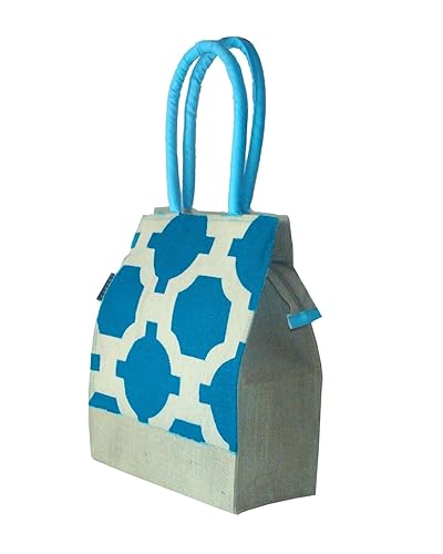 Foonty Daily Use Women Jute Lunch Bag(Turquoise,6298)