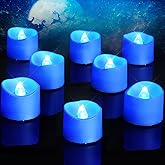 Homemory Blue Tea Lights Candles Battery Operated, 200+Hour Flameless Flickering Fake Electric LED Colored Tealights Candles for Wedding Table Decor, Theme Party, Aniversary, Proposal, 12-Pack