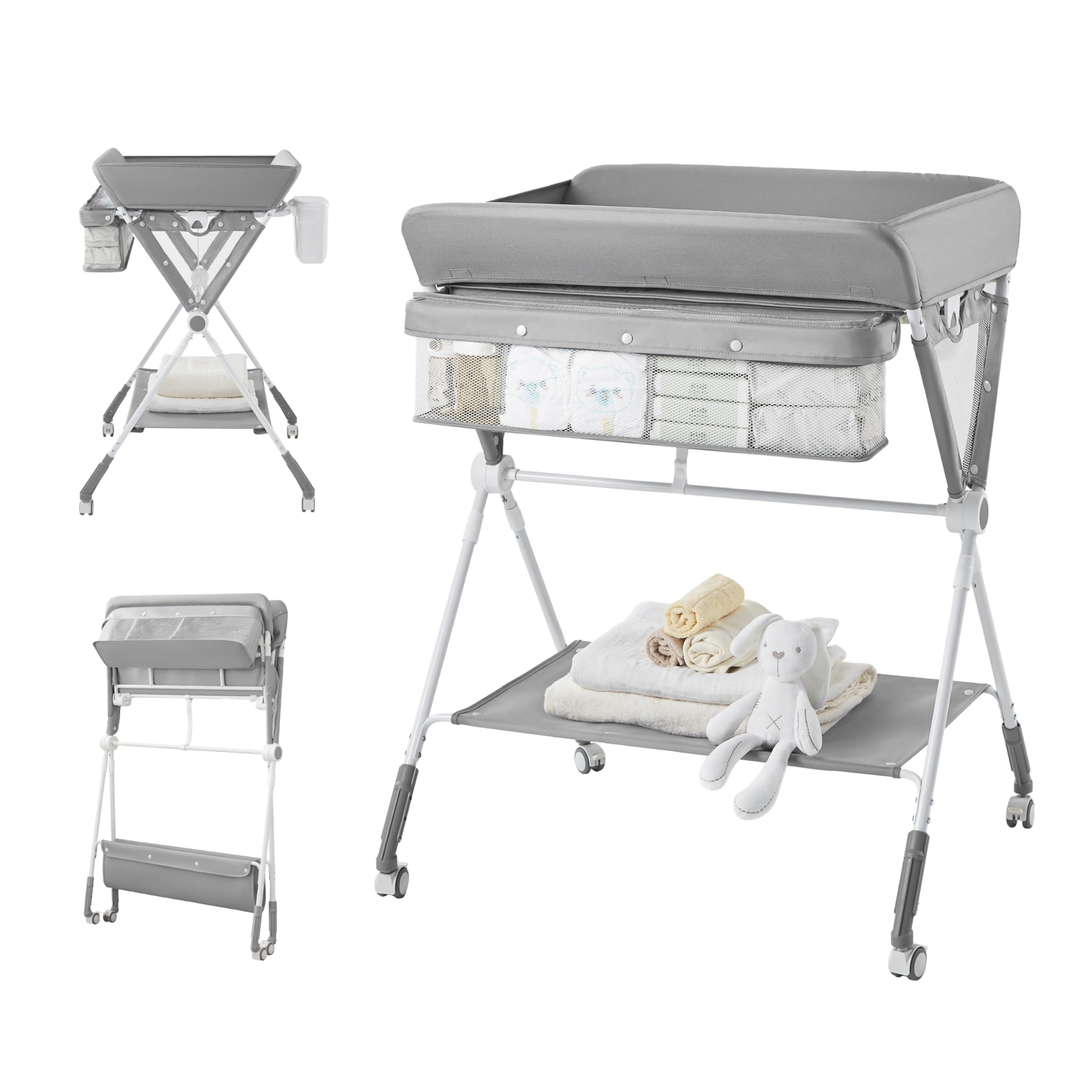 KUB Baby Portable Diaper Changing Table, Foldable Changing Table for Baby with Wheels, Baby