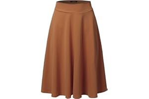 SSOULM Women's High Waist Flare A-Line Midi Skirt with Plus Size