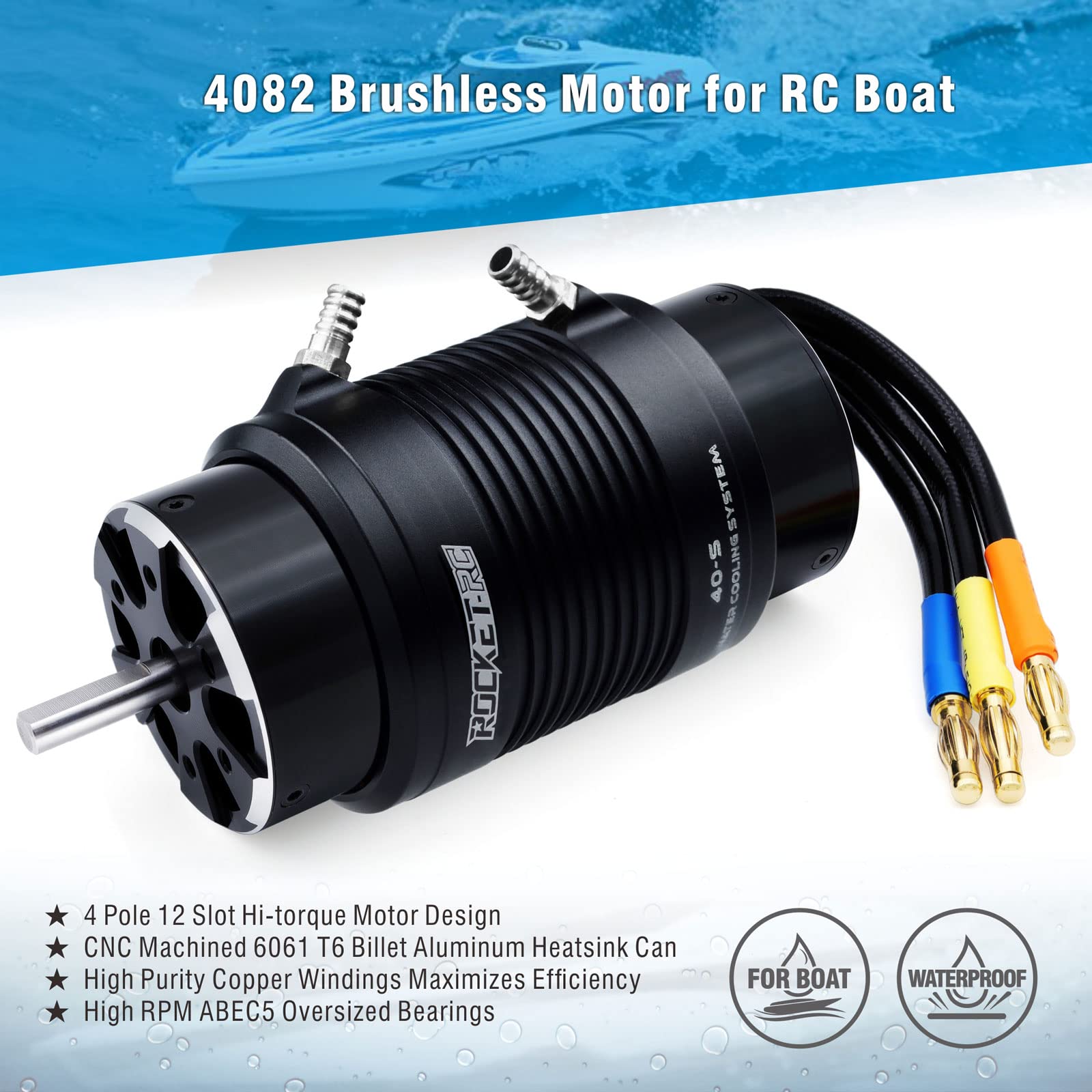 Surpass Rocket 4082 Waterproof Brushless Motor + Water Cooling Set For RC Boat
