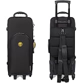 Omebaige Wheeled Saxophone Case,Removable Straps Rolling Backpack;(IF-ASCL) | Smooth-rolling wheels make transport easy for rehearsals, performances and daily commuting,padded straps large storage pocket