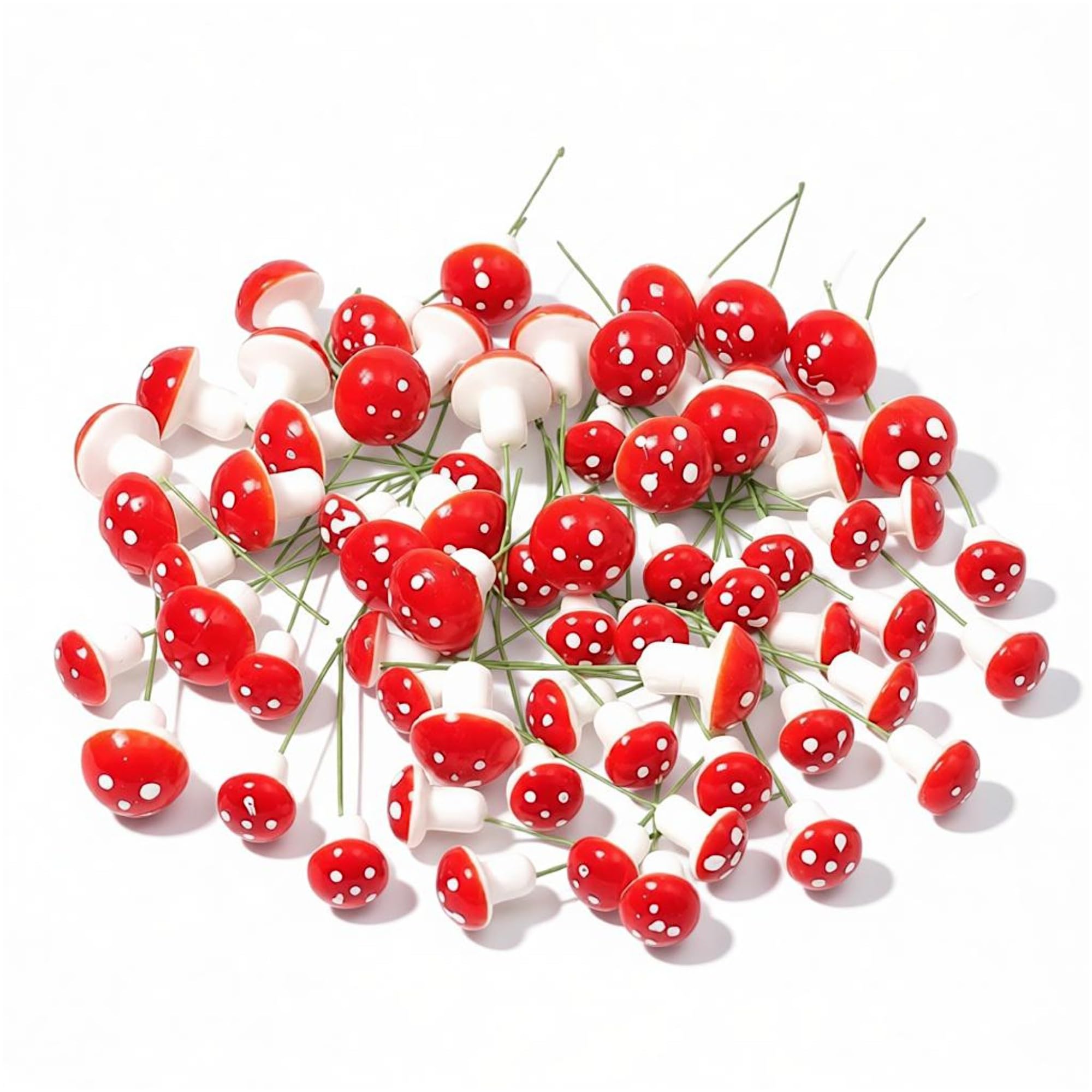 GMMH Deco Toadstools on Drath Mushrooms 20 mm Diameter 35 Pieces Wedding Table Decoration Art Vegetables Decorative Mushrooms