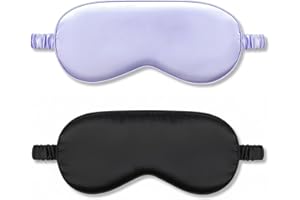 2Pack Silk Sleep Mask,IEKEODI Eye Mask for Sleeping,Elastic Blackout Eye Mask & Blindfold for Full Night's Sleep,Travel and N