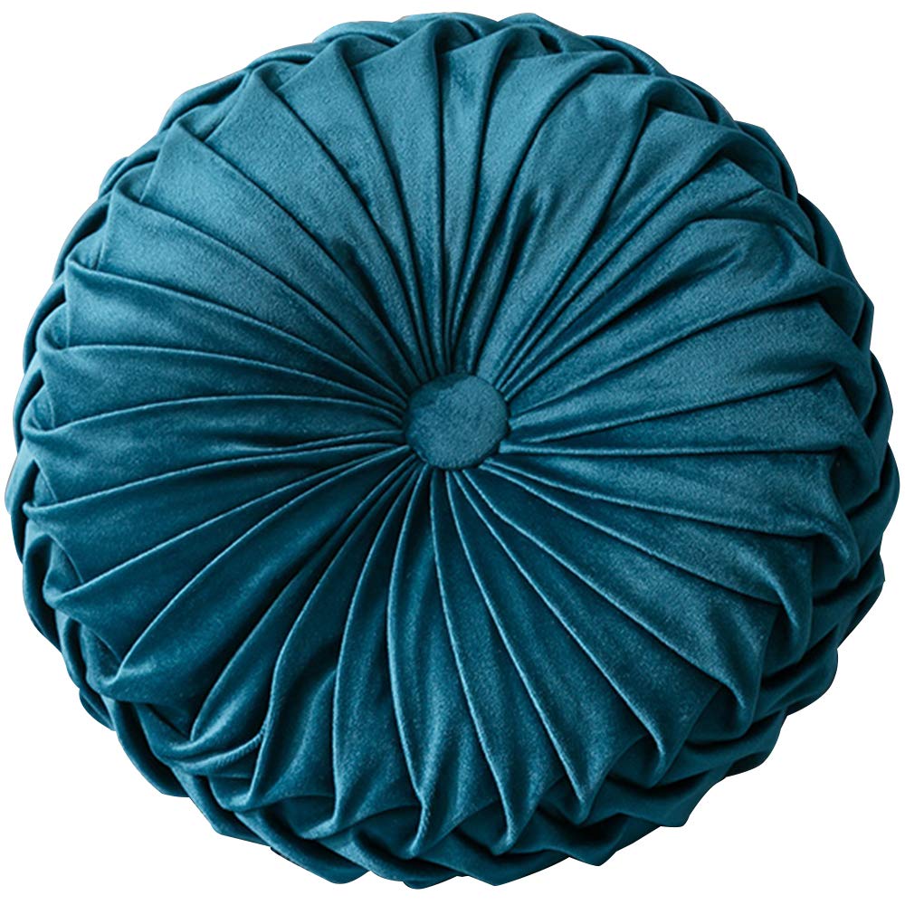 ZOKBOM Round Pumpkin Velvet Cushion, Handcrafted Pumpkin Pleated Throw Pillow, Round Velvet Filled Chair Cushion, Decorative Floor Pillow for Sofa Chair Bed Car Window Decoration 38 x 38CM