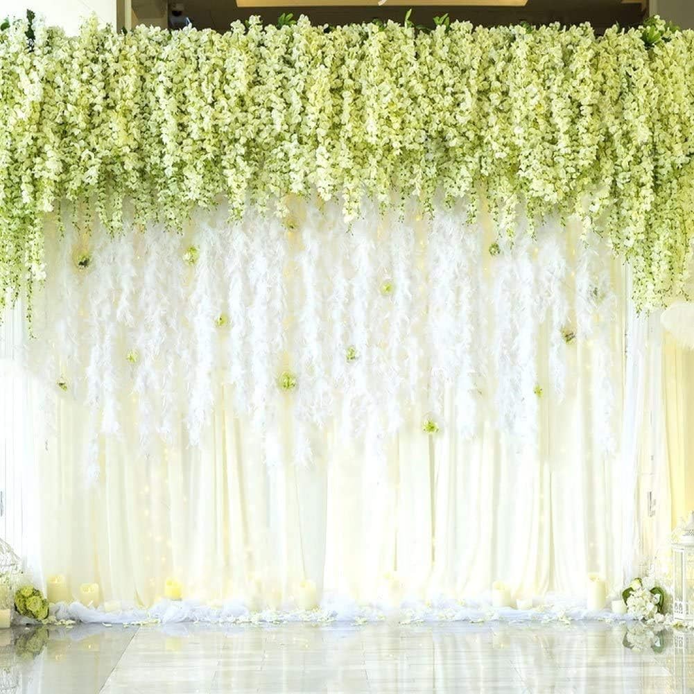 12PCS/Lot Artificial Flowers Fake Wisteria Vine Silk Flower for Wedding Decorations Home Garden Party Decor Simulation Flower 110CM/Piece