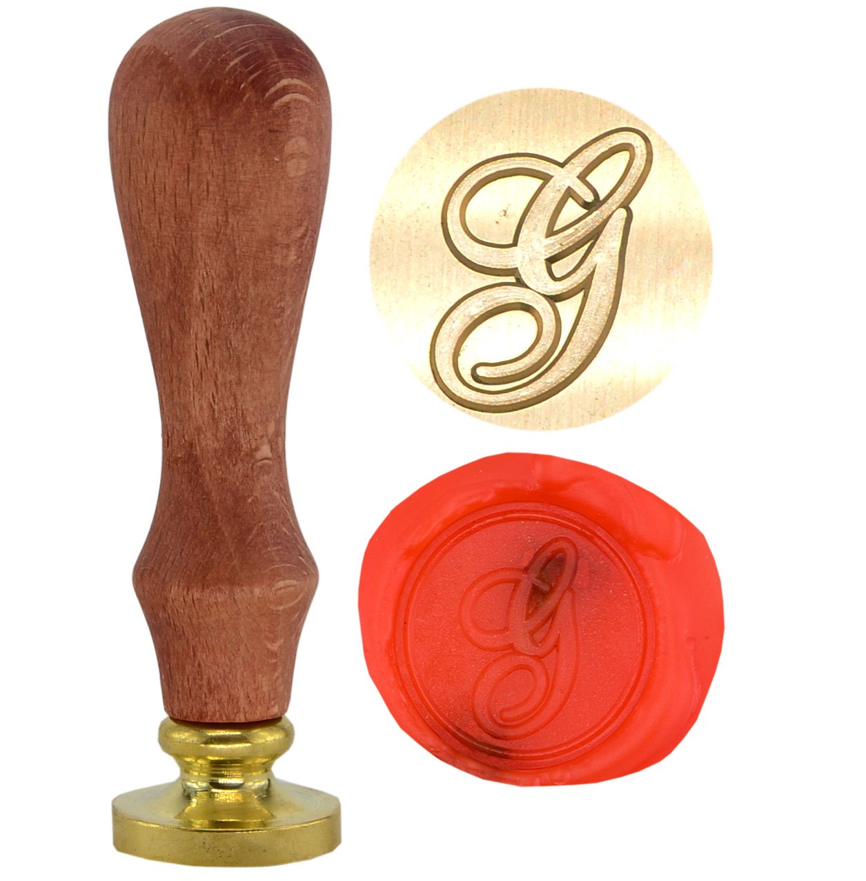 SYAYA Retro Brass Head Wooden Handle 26 Letters A-Z Alphabet Letter Initial Wax Classic Sealing Wax Seal Stamp GZ4 (G)