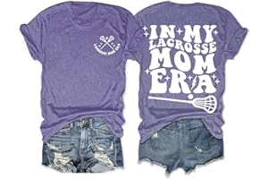 GAQEUWR Summer Tops for Women, in My Lacrosse Mom Era Shirt, Casual Funny Lacrosse Player Short Sleeve Tee Tops
