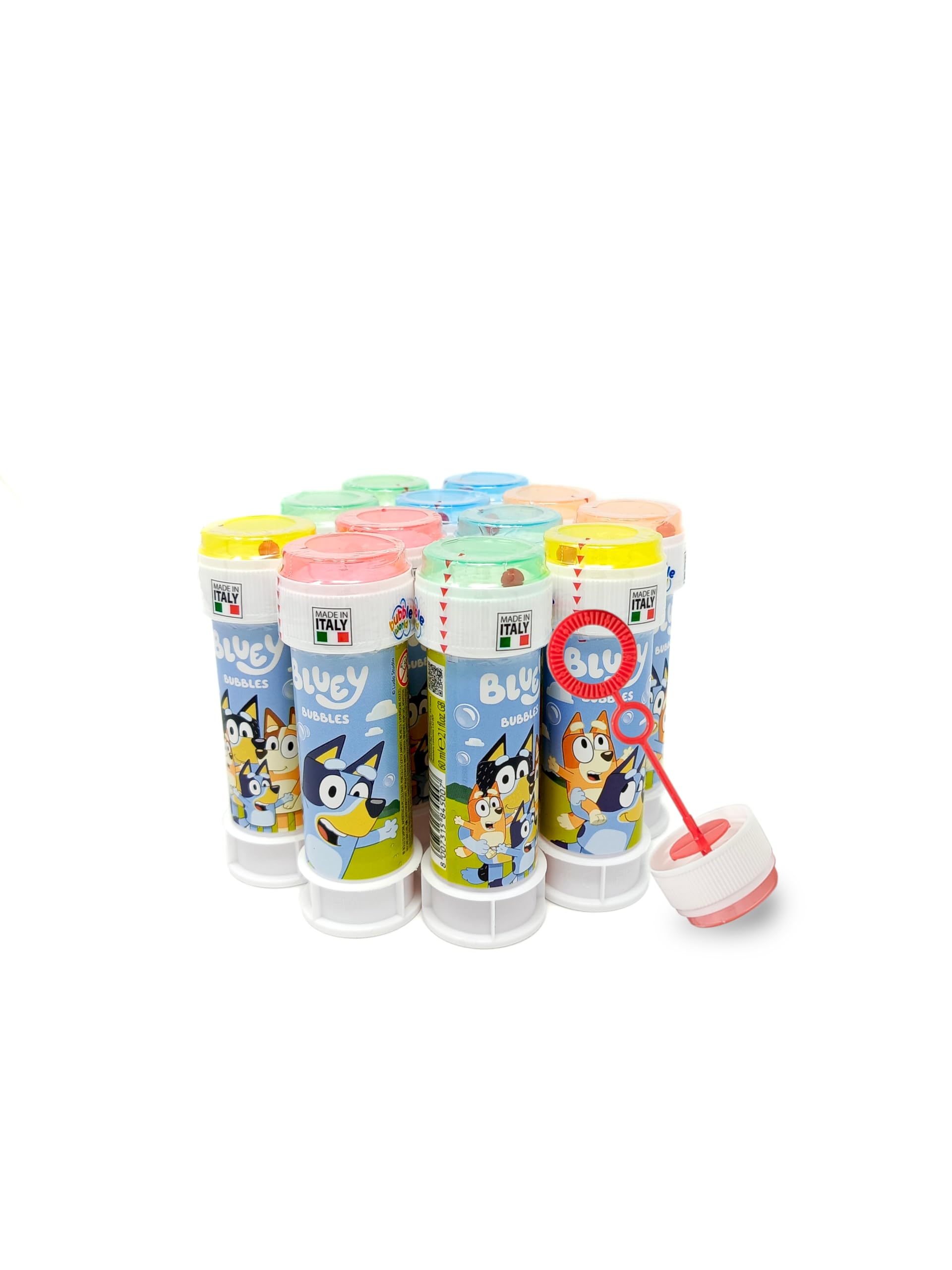 Anila's Bluey Bubble Tubs with Wands, 60ml Solution & Maze Lid, Set of 12, Party Bag Fillers & Favours, Ages 3+ — image 1