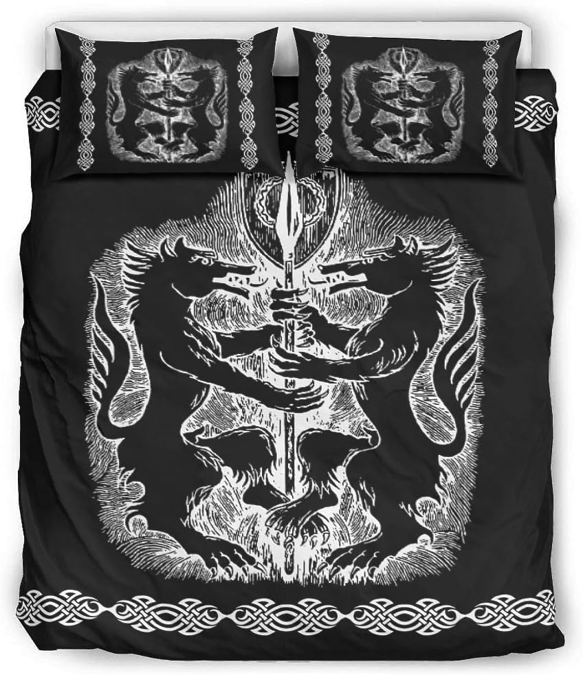 none _branded vikingo Odin Wölfe Juego de ropa de cama transpirable y