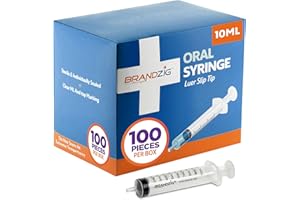 BRANDZIG 10ml Oral Syringes - 100 Pack – Luer Slip Tip, No Needle, Individually Blister Packed - Medicine Administration For Infants, Toddlers and Small Pets (No cover)