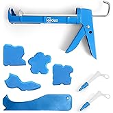 Leikius Caulk Gun for Kitchen Bathroom - Dripless Function, Easy Use, with 5PC Caulking Finishing Tools and 2PC Nozzle, DIY M