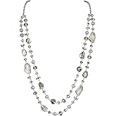 Bocar 2 Layer Long Beaded Necklace Crystal Beads Strand Fashion Jewelry for Women