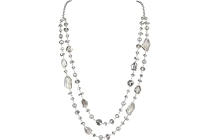 Bocar 2 Layer Long Beaded Necklace Crystal Beads Strand Fashion Jewelry for Women