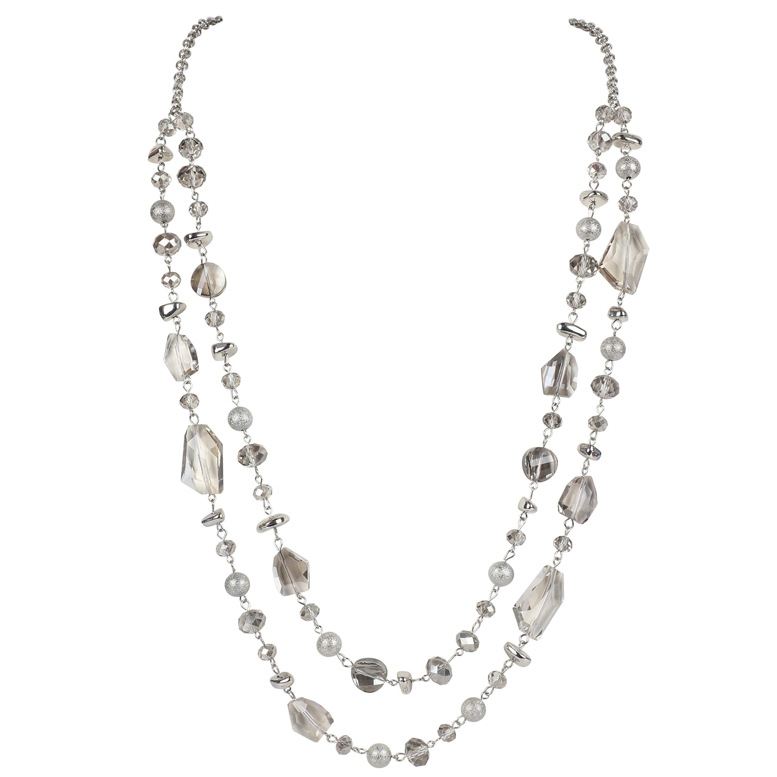 Bocar 2 Layer Long Beaded Necklace Crystal Beads Strand Bridal Jewelry (NK-10640)