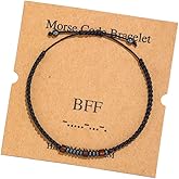 RINTOLER Morse Code Bracelets for Women Men Gifts for Her Best Friend Funny Inspirational Bracelets for Women Jewelry Adjustable Silk Beaded Wrap Bracelet