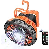 Camping Fan for Tent, KMENY Battery Powered Portable Electric Lantern Fan Rechargeable with Remote / Timing Mode / USB Chargi